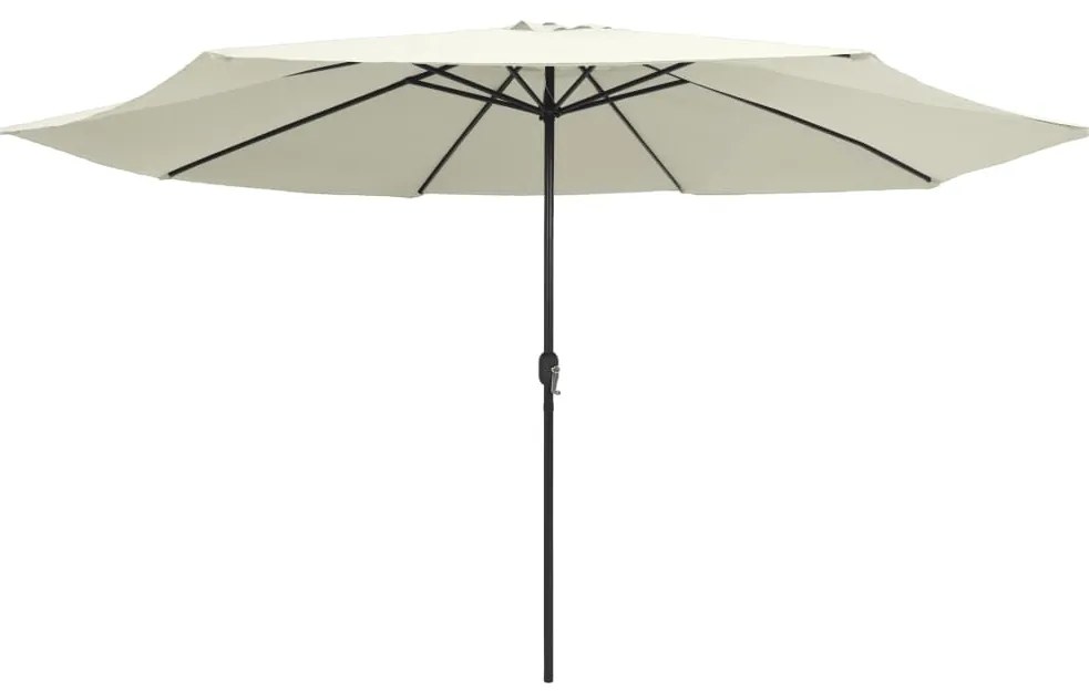 vidaXL Ομπρέλα Κήπου Λευκό της Άμμου 390 εκ. με Μεταλλικό Ιστό