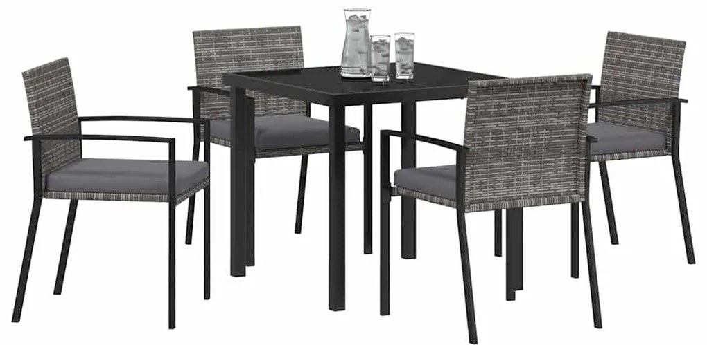 vidaXL Σέτ φαγητού για κήπο 5 pcs Γκρι Χάλυβας με επίστρωση πούδρας