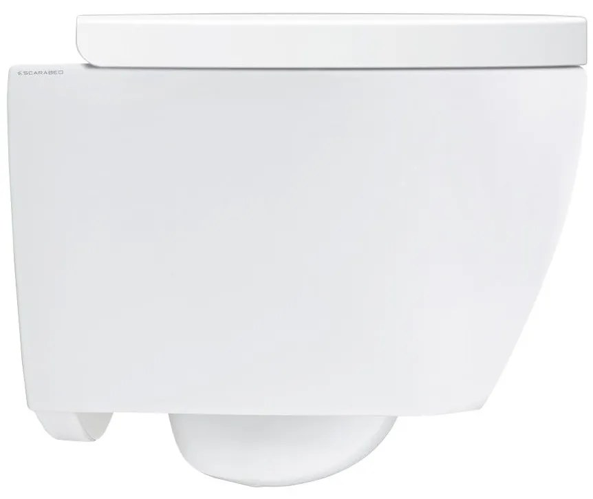 Scarabeo Moon Clean Flush 552400C Πορσελάνινη Λεκάνη Κρεμαστή Rimless 45cm με κάλυμμα βακελίτη Soft Close αποσπώμενο