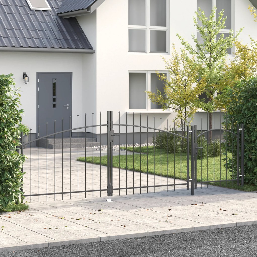 vidaXL Πύλη Κήπου Μαύρο 100 x 400 cm Ατσάλι