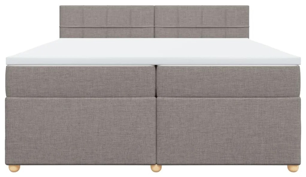 Κρεβάτι Boxspring με Στρώμα Taupe 200x200 εκ. Υφασμάτινο - Μπεζ-Γκρι