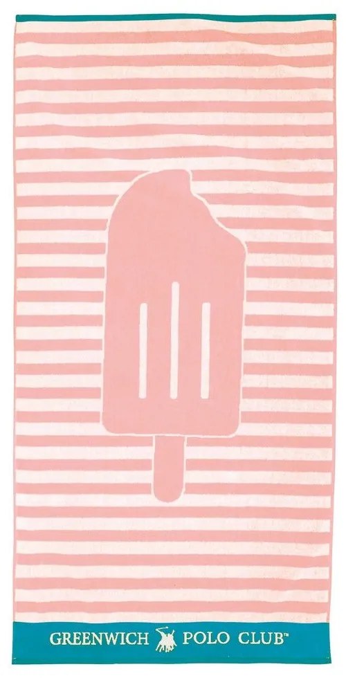 Πετσέτα Θαλάσσης Παιδική 3892 Pink-White Greenwich Polo Club Beach 70x140cm 100% Βαμβάκι