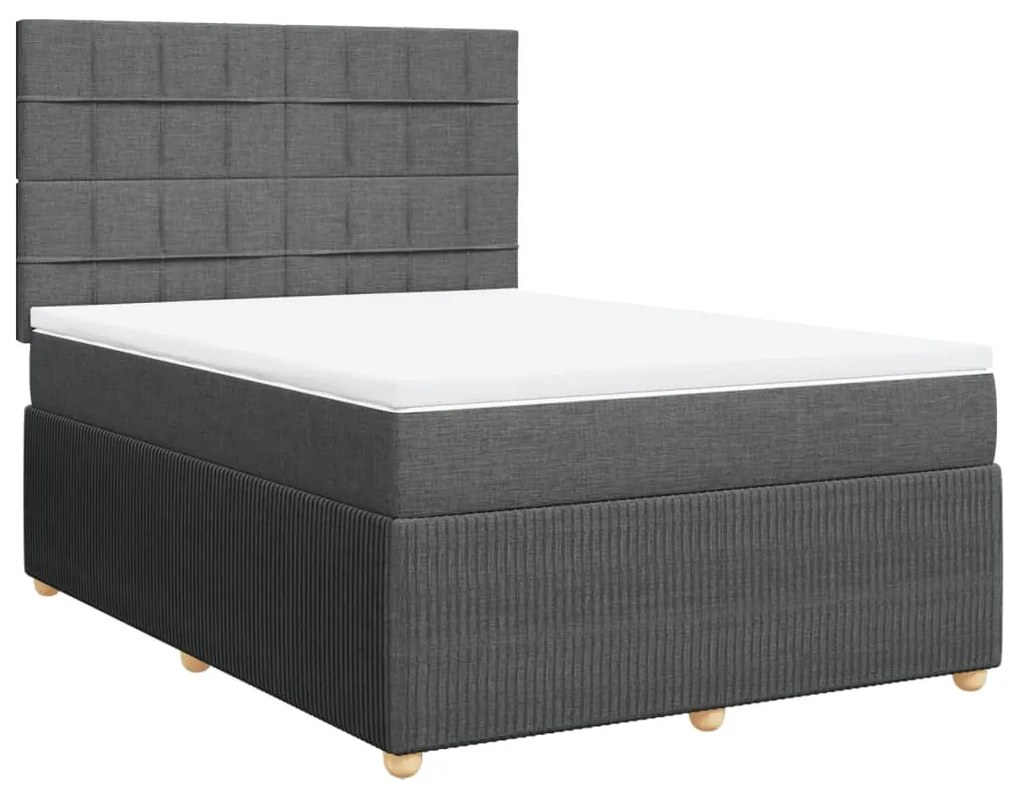 vidaXL Κρεβάτι Boxspring με Στρώμα Σκούρο Γκρι 140x200 εκ Υφασμάτινο