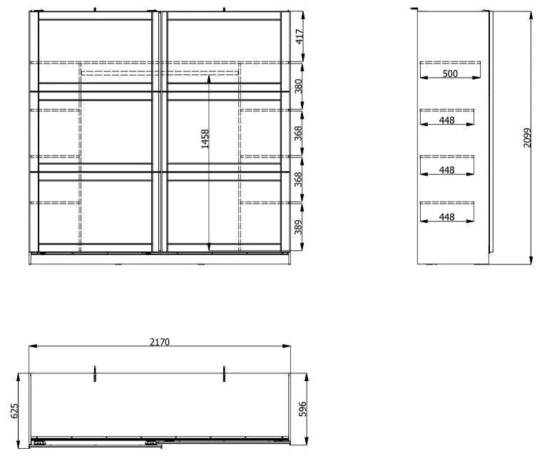 Ντουλάπα Valencia 220 Γκρί - Artisan Oak - Γκρί Μάτ 220*62.5*214 εκ.