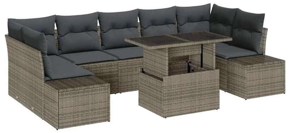 vidaXL Σετ Καναπέ Κήπου με μαξιλάρι 8 pcs Γκρι 100 x 55 x 73 εκ