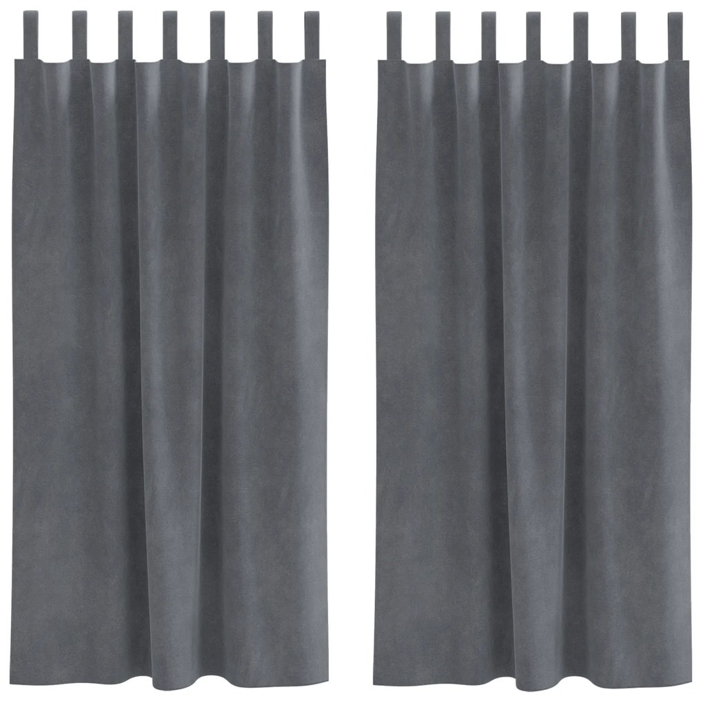 vidaXL Curtains blackout με βρόχους κρεμάσματος 2 τεμάχια Σούπερ ανοιχτό γκρι βελούδο