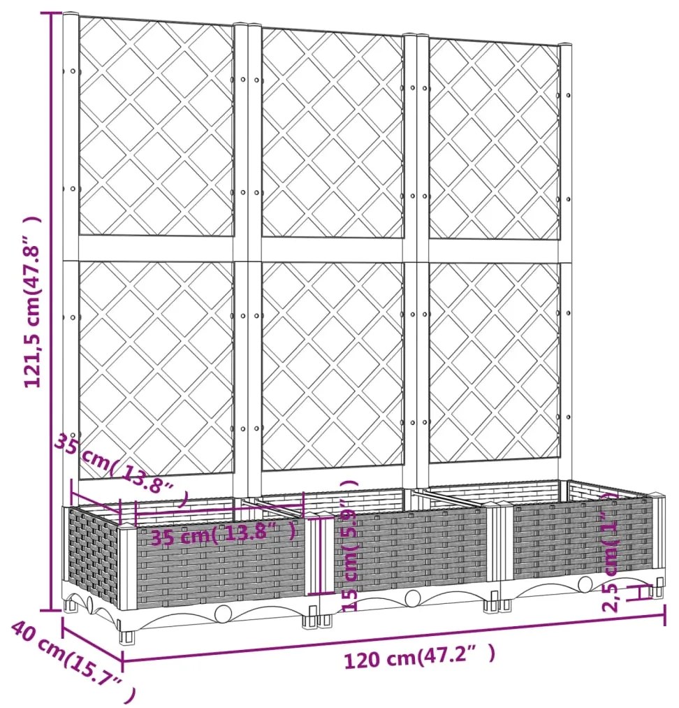 ΖΑΡΝΤΙΝΙΕΡΑ ΚΗΠΟΥ ΜΕ ΚΑΦΑΣΩΤΟ ΛΕΥΚΗ 120X40X121,5 ΕΚ. ΠΟΛΥΠΡΟΠ. 153283