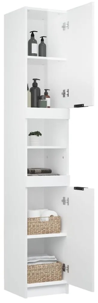 vidaXL Ντουλάπι Μπάνιου Γυαλιστερό Λευκό 32x34x188,5 εκ. Επεξεργ. Ξύλο