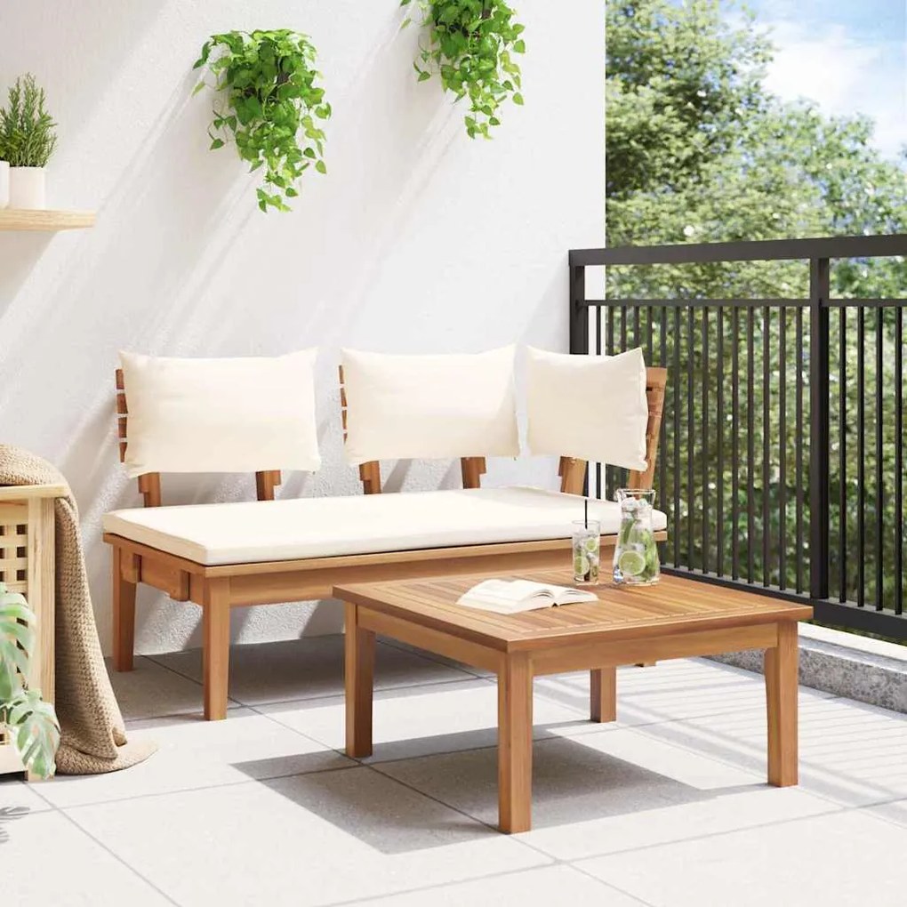 vidaXL Σετ πάγκου κήπου 2 τεμαχίων  από μασίφ ξύλο teak