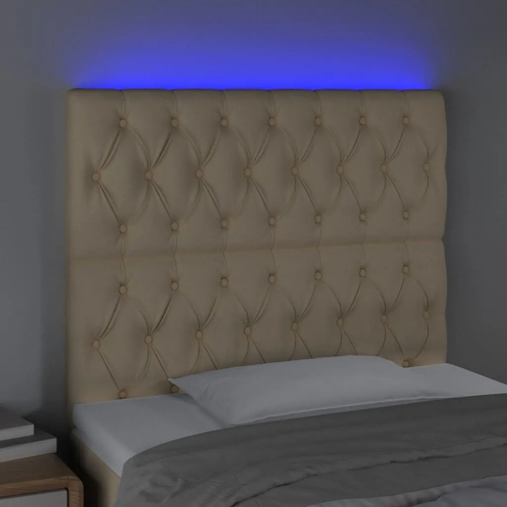 Κεφαλάρι Κρεβατιού LED Κρεμ 90x7x118/128εκ. Υφασμάτινο - Κρεμ