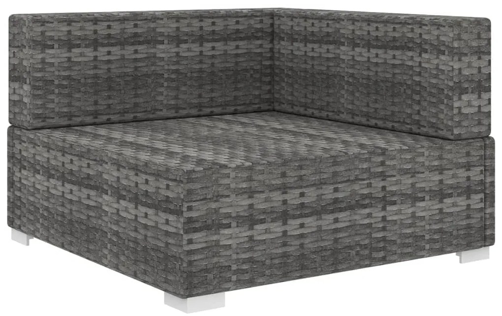 vidaXL Γωνιακό Κάθισμα Τμηματικό 1 τεμ. Γκρι Συνθετ. Ρατάν + Μαξιλάρια