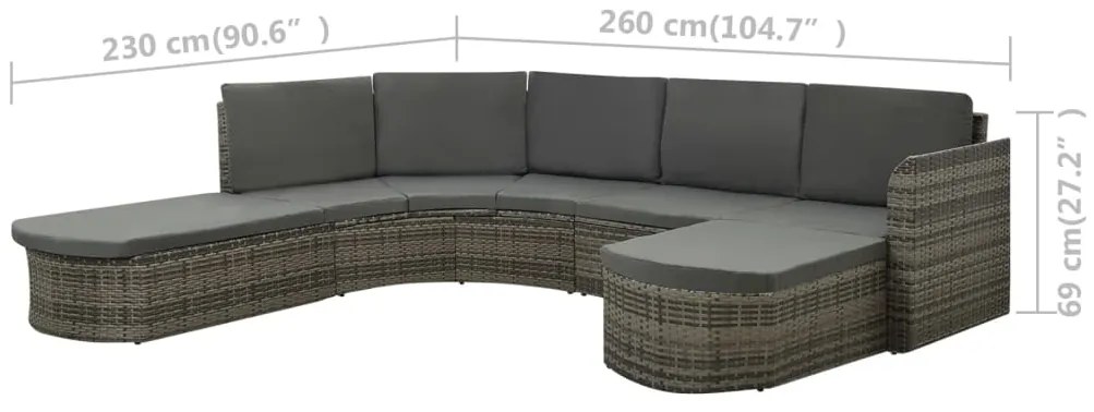 vidaXL Σαλόνι Κήπου 4 Τεμαχίων Γκρι από Συνθετικό Ρατάν με Μαξιλάρια