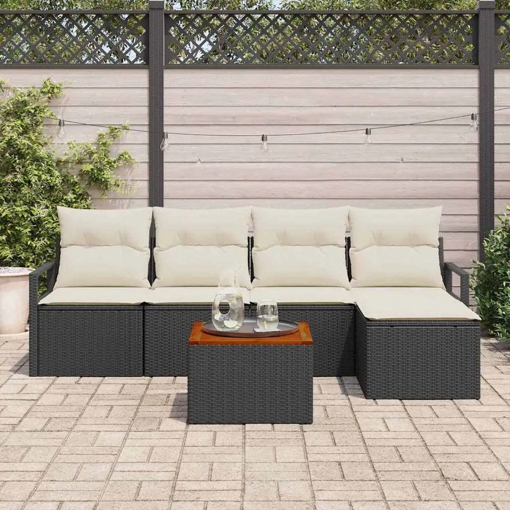 vidaXL Σετ Καναπέ Κήπου 6 pcs Μαύρος, λευκός