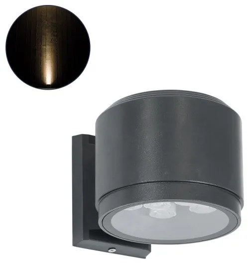 Απλίκα Φωτιστικό Τοίχου LED 24W 21IP67 Θερμό 2700K Ανθρακί WALLLIGHT-GONA 90483 Globostar-90483-Ανθρακί 90483