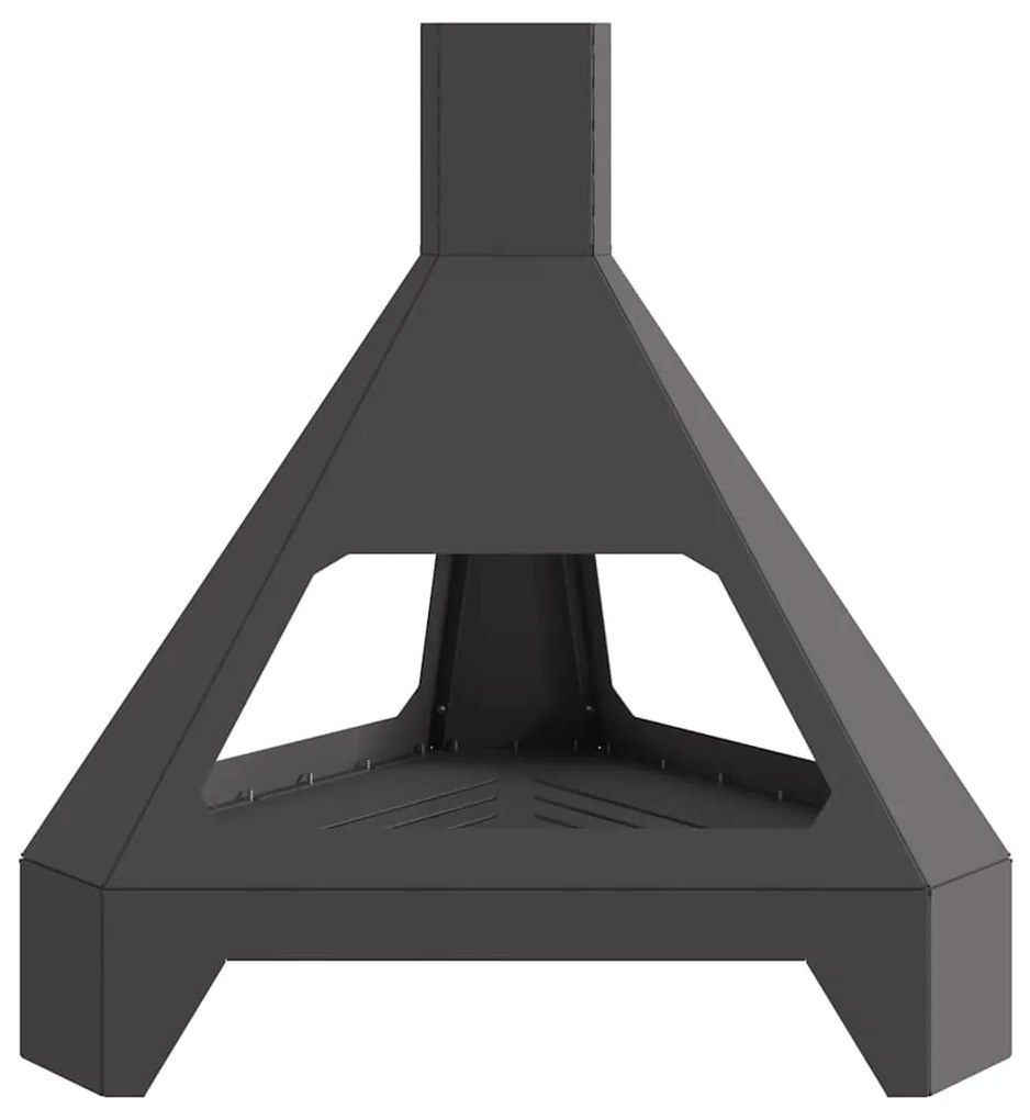 vidaXL Τζάκι με Καμινάδα Μαύρο 50x43x52 εκ Ατσάλι