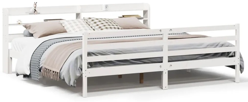 Σκελετός Κρεβατιού με Κεφαλάρι Χωρίς Στρώμα Λευκό 180x200 εκ.