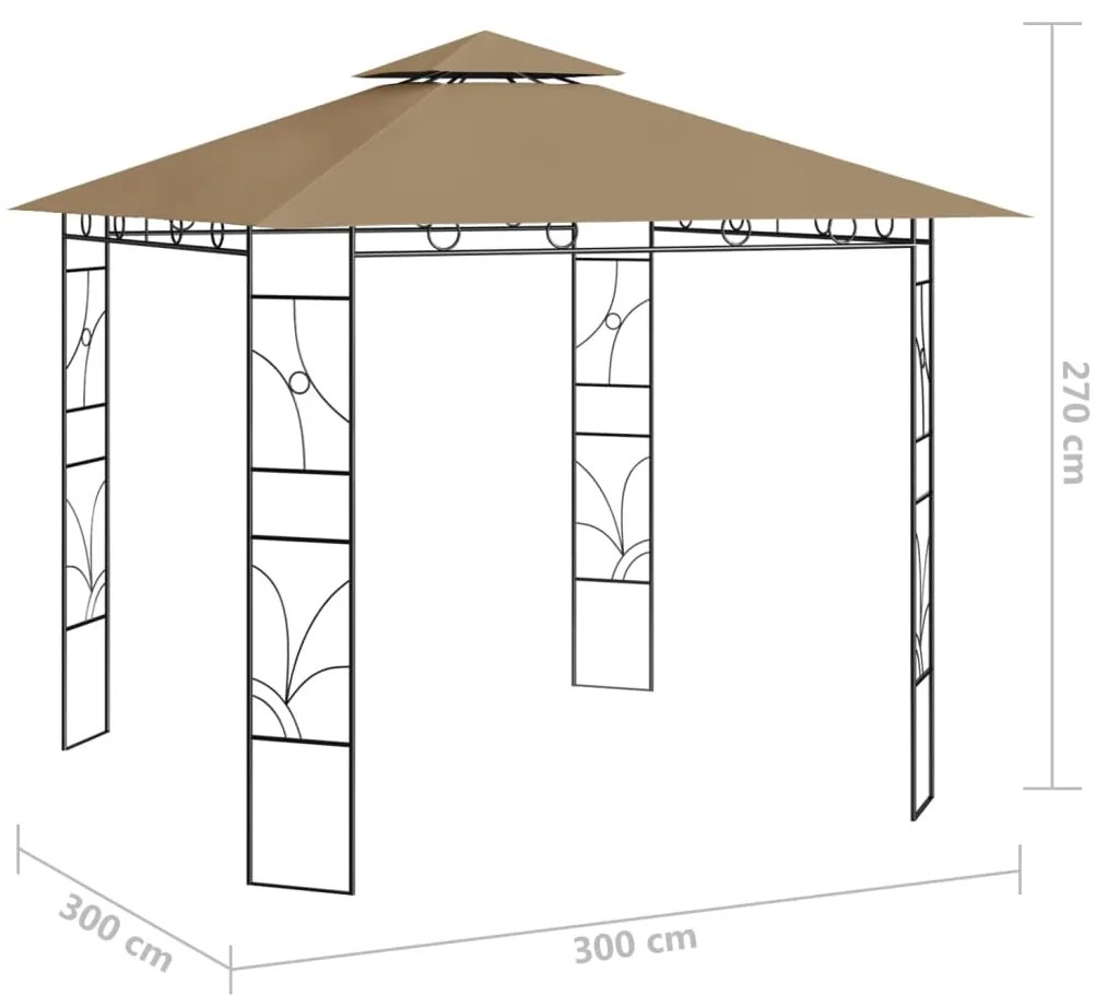 vidaXL Κιόσκι Taupe 3 x 3 x 2,7 μ. 160 γρ./μ²