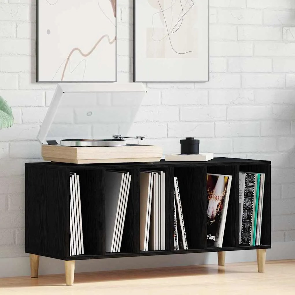 vidaXL Ντουλάπι Δίσκων Μαύρο Δρυς 100x38x48 εκ Επεξεργασμένο Ξύλο