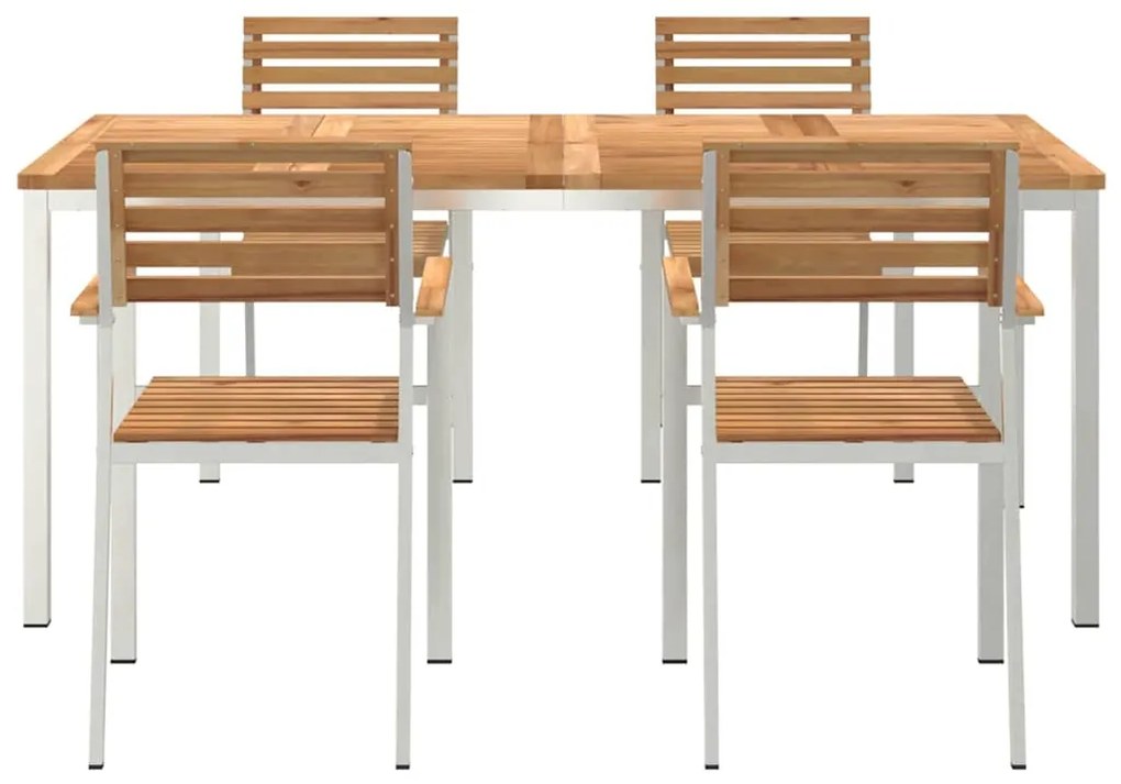 vidaXL Σέτ φαγητού για κήπο 5 pcs Καφέ Στερεό Ξύλο Τίκ