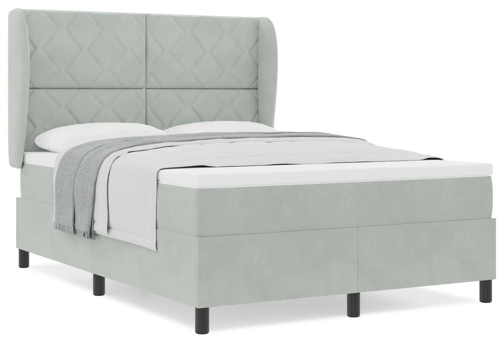 vidaXL Κρεβάτι με Στρώμα Light Grey 160x200 εκ. Βελούδο