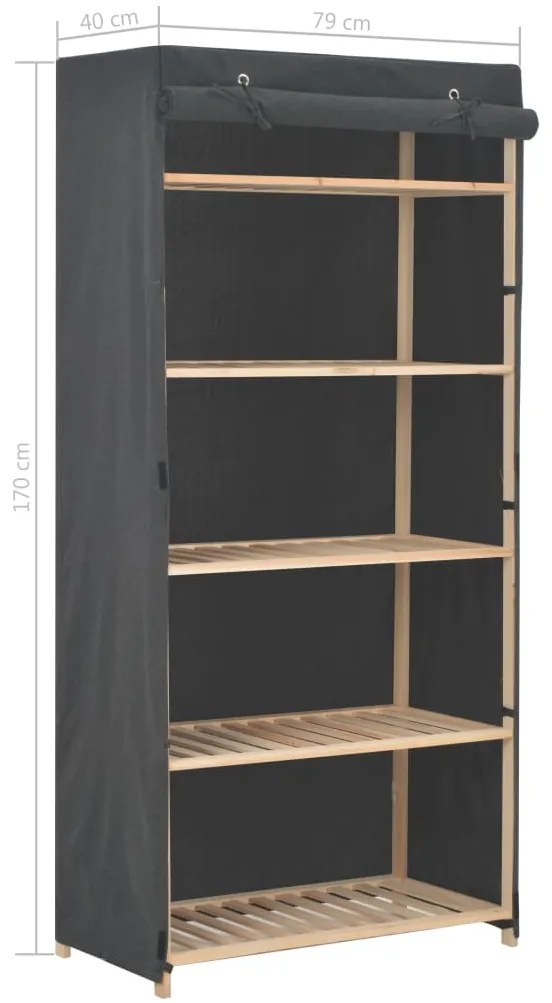 vidaXL Ντουλάπα Γκρι 79 x 40 x 170 εκ. Υφασμάτινη