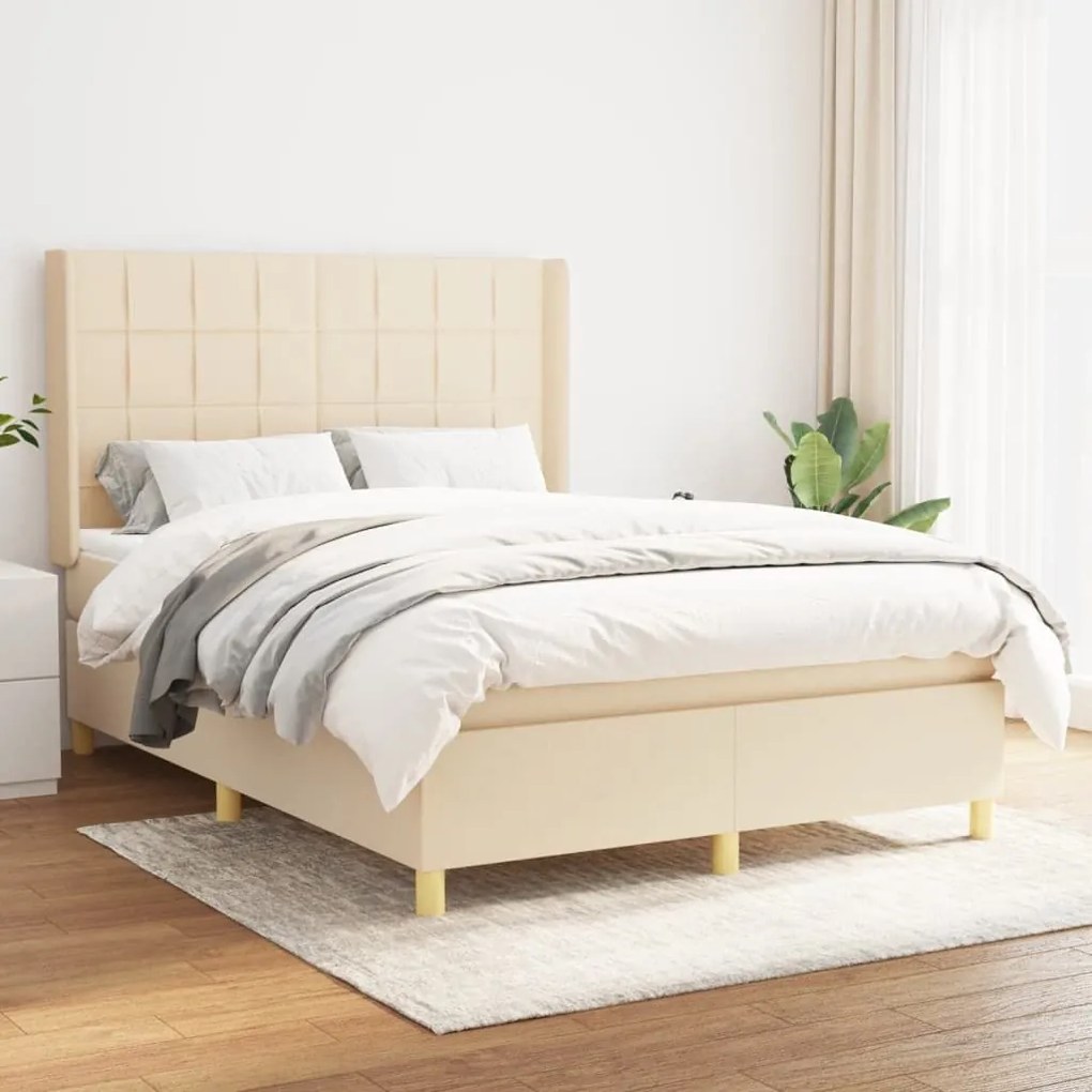 ΚΡΕΒΑΤΙ BOXSPRING ΜΕ ΣΤΡΩΜΑ ΚΡΕΜ 140X190 ΕΚ. ΥΦΑΣΜΑΤΙΝΟ 3131990