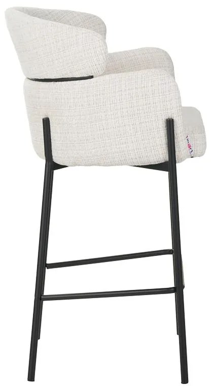 Σκαμπό μπαρ Tolerse Inart μπεζ ύφασμα-πόδι μαύρο μέταλλο 2αδα 55x60x97 εκ.