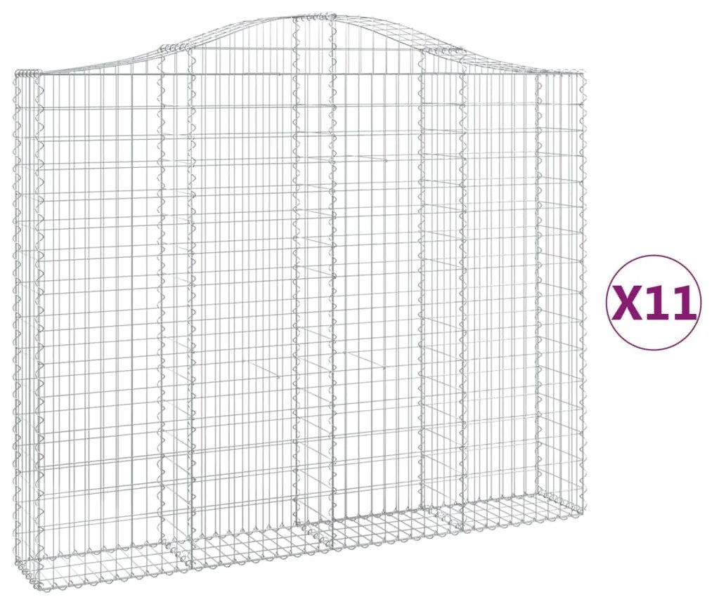 vidaXL Συρματοκιβώτια Τοξωτά 11 τεμ. 200x30x160/180 εκ. Γαλβαν. Ατσάλι