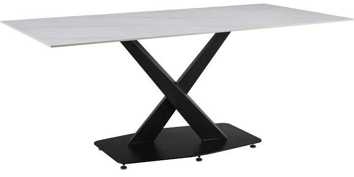Τραπέζι Tafel pakoworld Sintered stone λευκό με μεταλλικά πόδια σε μαύρη απόχρωση 180x90x76εκ