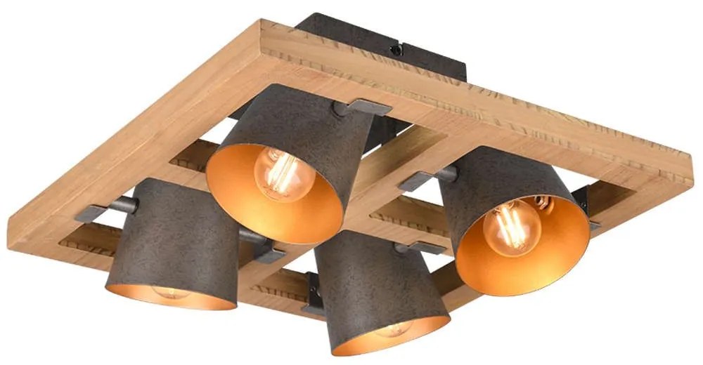 Φωτιστικό Οροφής - Πλαφονιέρα Bell 601900467 4xE14 25W 39x39x19,8cm Antique Trio Lighting Metal,Wood