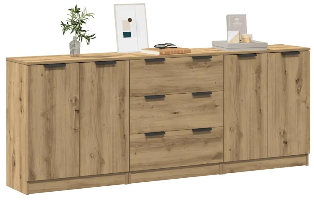 vidaXL Μπουφές 3 τμχ Δρυς τεχνίτης 60x30x70 cm Επεξεργασμένο ξύλο