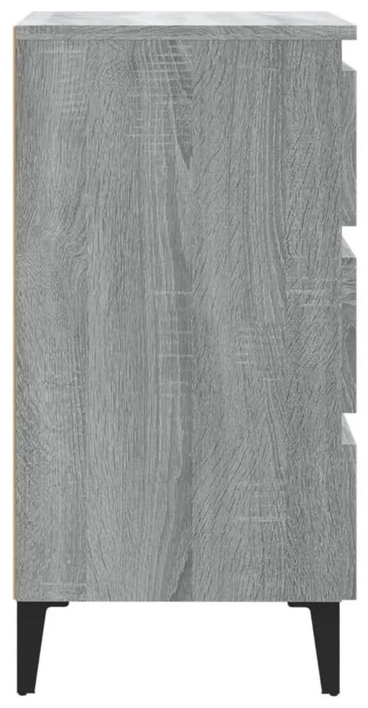 Κομοδίνα 2 τεμ. Γκρι Sonoma 40 x 35 x 69 εκ. με Μεταλλικά Πόδια - Γκρι
