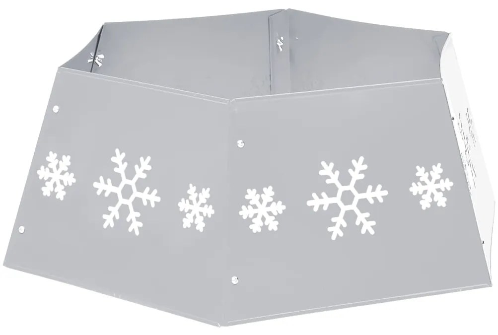 vidaXL Ποδιά Χριστουγεννιάτικου Δέντρου Ασημένια/Λευκή Ø68 x 25 εκ.