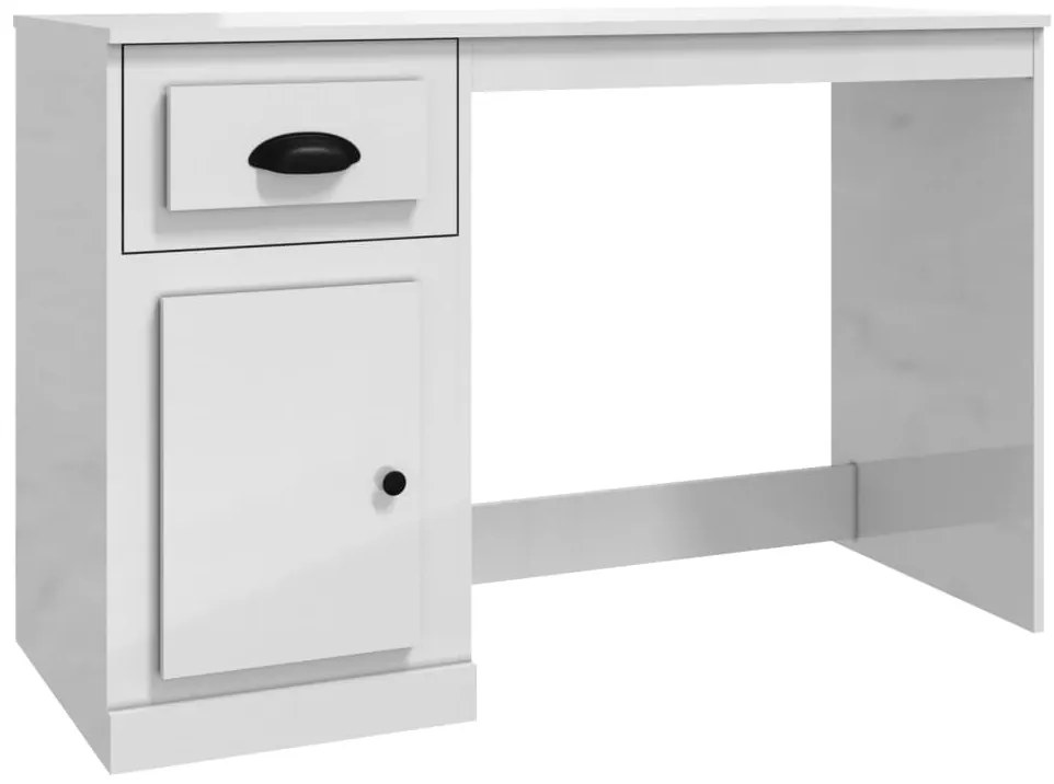 vidaXL Γραφείο με Συρτάρι Γυαλιστερό Λευκό 115x50x75 εκ. Επεξεργ. Ξύλο