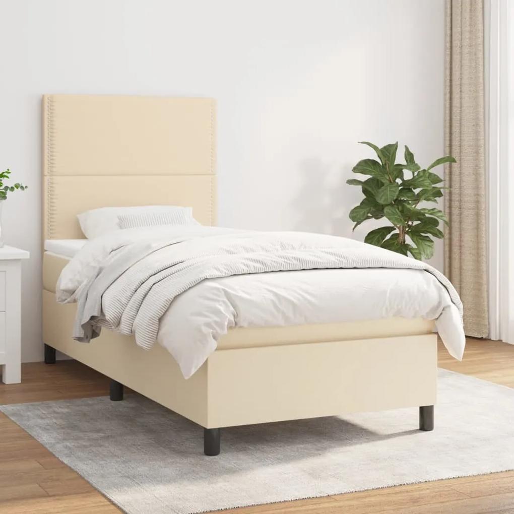 Κρεβάτι Boxspring με Στρώμα Κρεμ 90x200 εκ.Υφασμάτινο