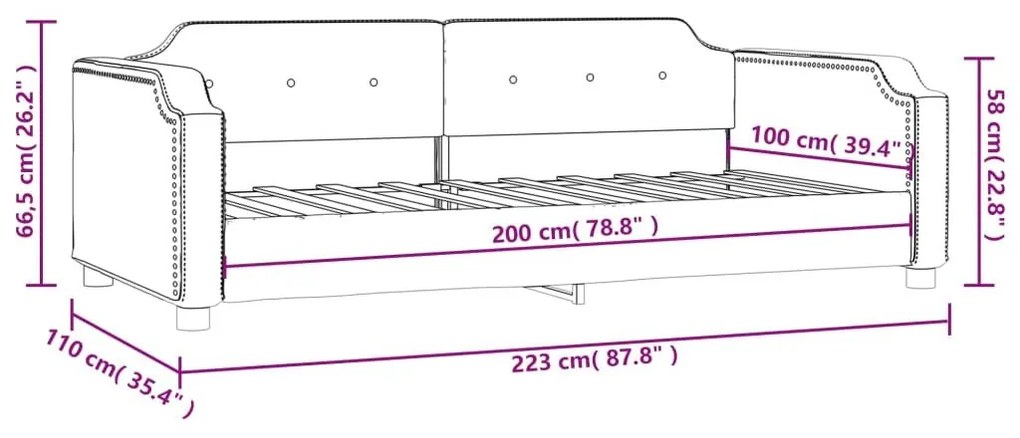 Καναπές Κρεβάτι Ανοιχτό Γκρι 100 x 200 εκ. Υφασμάτινος - Γκρι