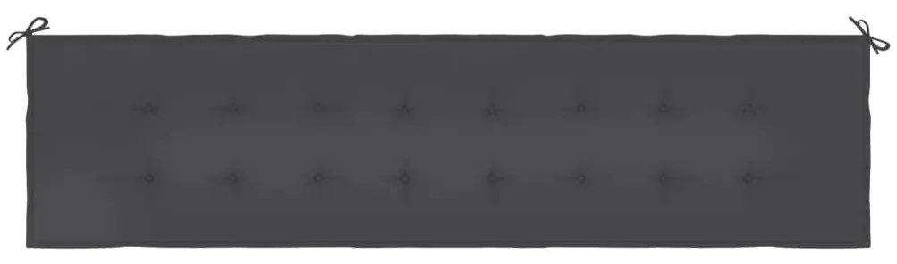 Μαξιλάρι Πάγκου Κήπου Μαύρο 200x50x4 εκ. Ύφασμα Oxford 47613