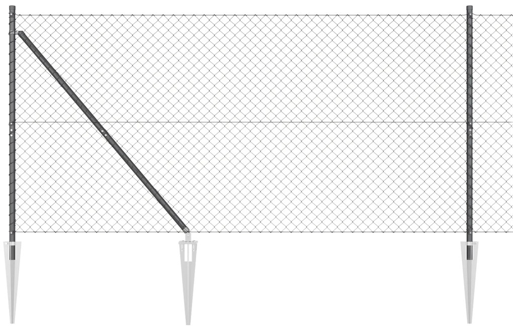 vidaXL Σετ Στύλων Φράχτη Γκρι 1.4 x 10 m