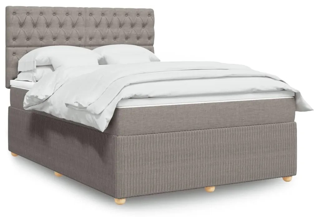 vidaXL Κρεβάτι Boxspring με Στρώμα Taupe 140x190 εκ. Υφασμάτινο