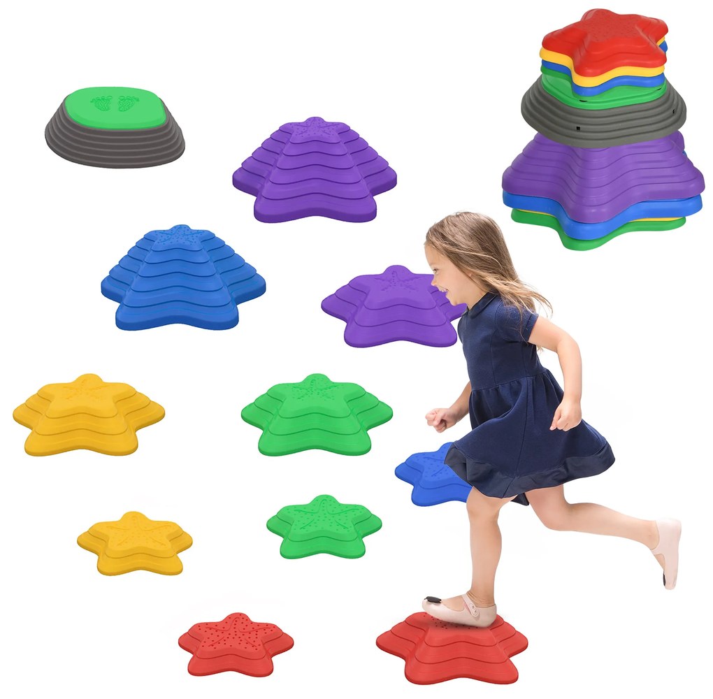 ZONEKIZ Σετ πέτρες ισορροπίας για παιδιά από 3 ετών, 11 πέτρες, αντιολισθητικές, έως 80 kg, σχέδιο αστερίας
