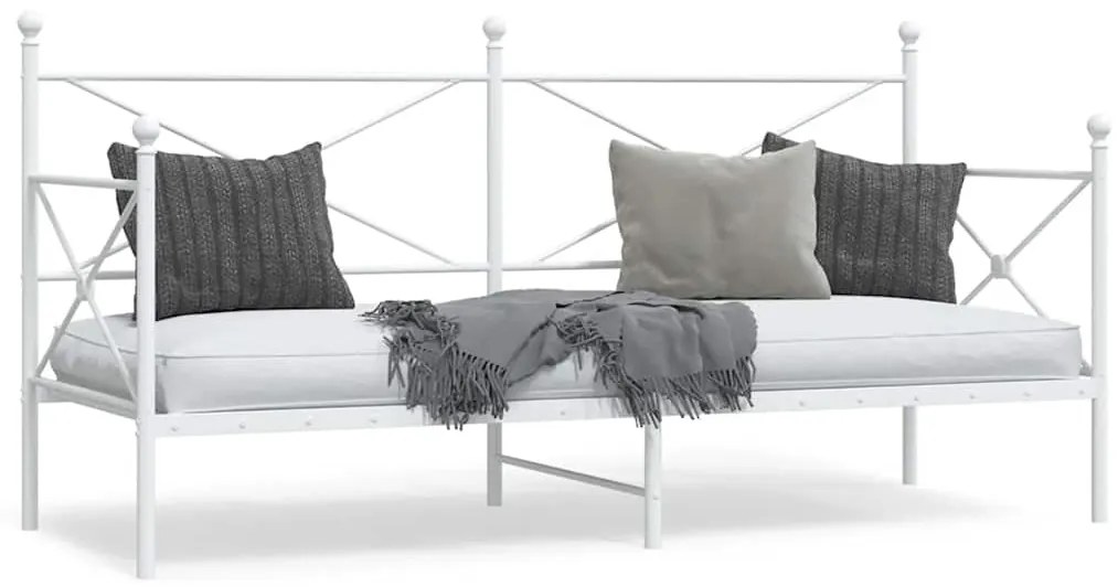 vidaXL Κρεβάτι ημέρας χωρίς στρώμα Λευκό 90x200 cm Ατσάλι
