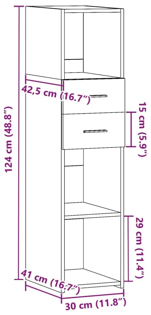 Ντουλάπι Λευκό 30x42,5x124 εκ. από Επεξεργασμένο Ξύλο - Λευκό