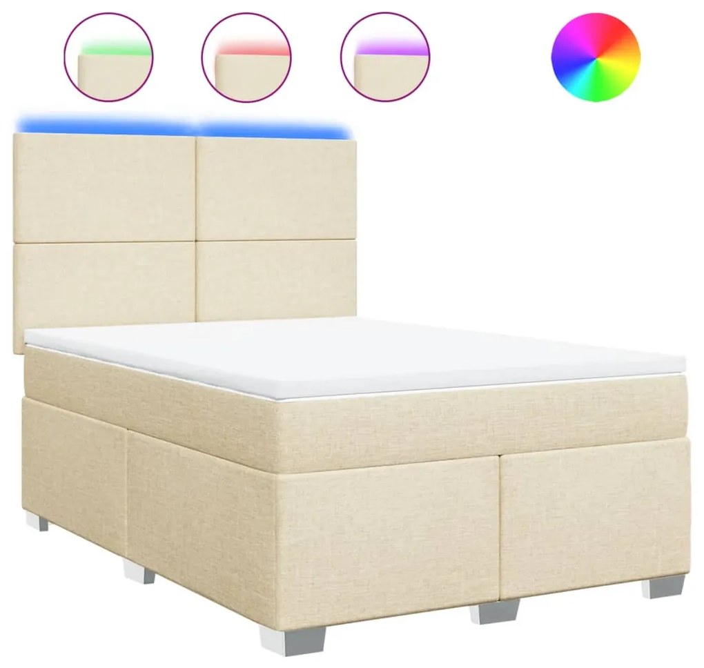 ΚΡΕΒΑΤΙ BOXSPRING ΜΕ ΣΤΡΩΜΑ ΚΡΕΜ 140X190 ΕΚ. ΥΦΑΣΜΑΤΙΝΟ 3292781