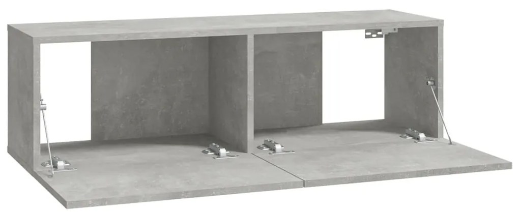vidaXL Έπιπλα Τηλεόρασης 2 τεμ. Γκρι Σκυροδεμ. 100x30x30εκ. Επεξ. Ξύλο