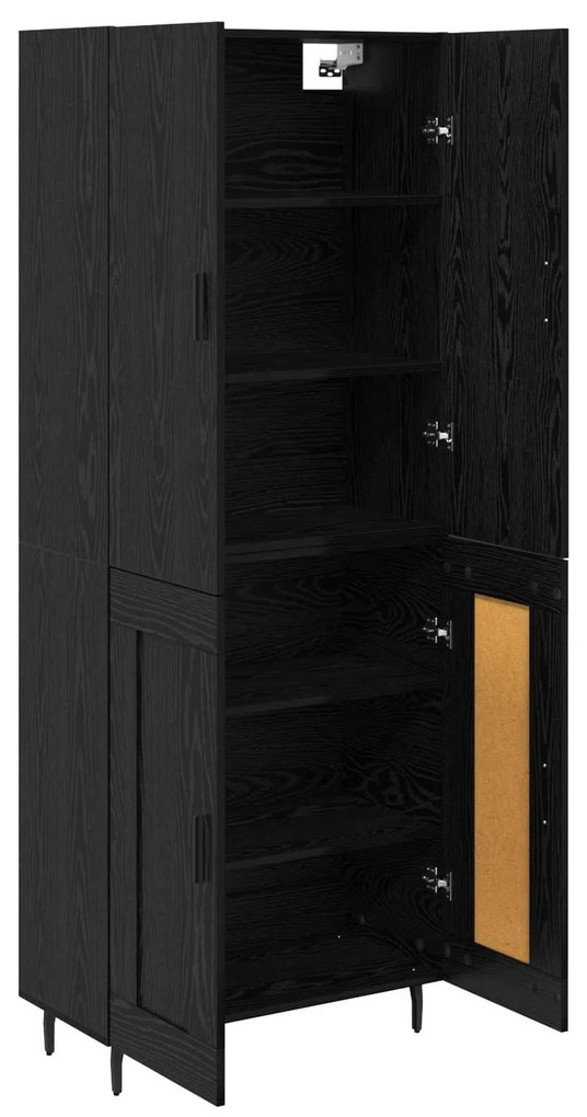 vidaXL Highboard 2 pcs Μαύρη δρυς Σύνθετο Ξύλο και Γυαλί