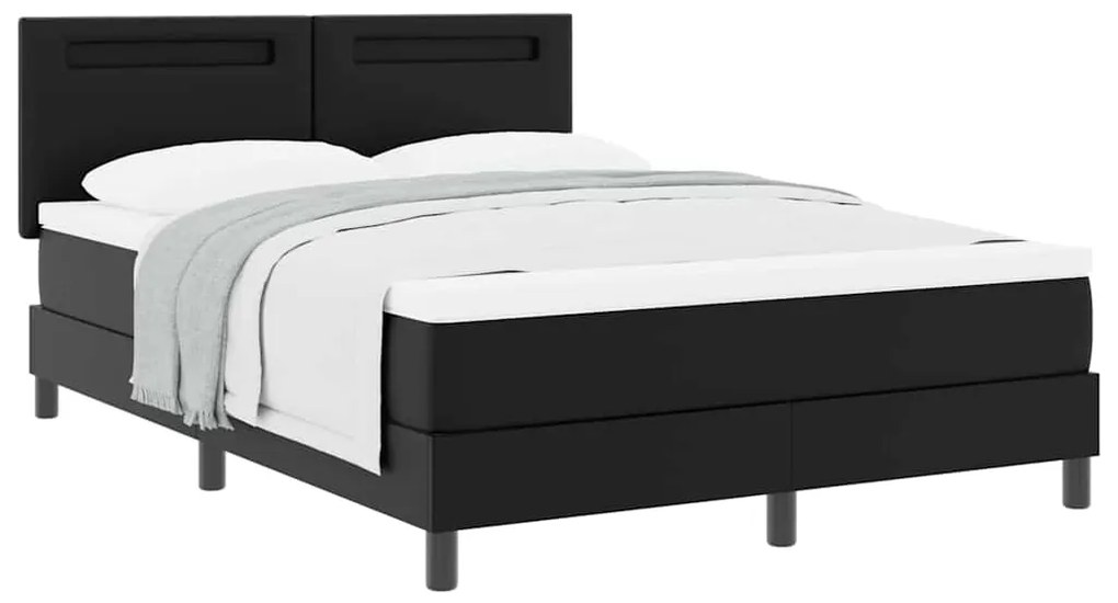 vidaXL Κρεβάτι με ελατήρια με στρώμα Μαύρο 160 x 200 cm Τεχνητό δέρμα