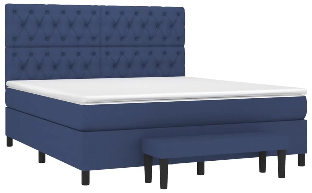 vidaXL Κρεβάτι Boxspring με Στρώμα Μπλε 160x200 εκ. Υφασμάτινο