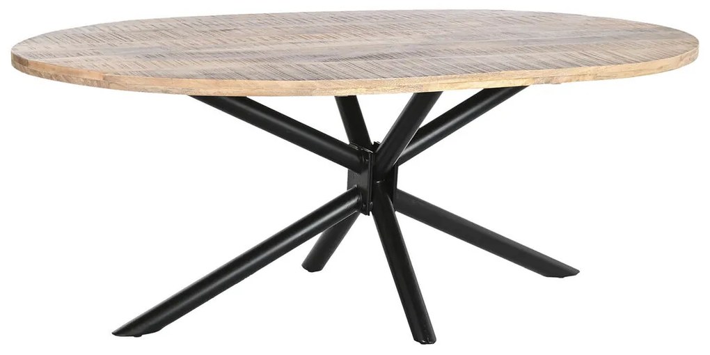 Τραπεζαρία DKD Home Decor Φυσικό Μαύρο Μέταλλο Ξύλο από Μάνγκο 200 x 100 x 76 cm