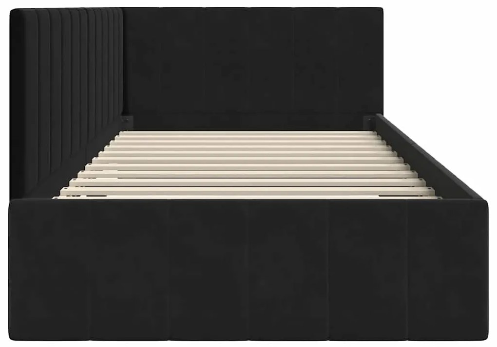 vidaXL Κρεβάτι Γωνίας με κεφαλάρι Μαύρο 90 x 200 cm Βελούδο
