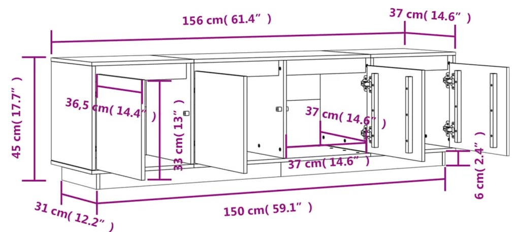 ΈΠΙΠΛΟ ΤΗΛΕΟΡΑΣΗΣ 156 X 37 X 45 ΕΚ. ΑΠΟ ΜΑΣΙΦ ΞΥΛΟ ΠΕΥΚΟΥ 840156